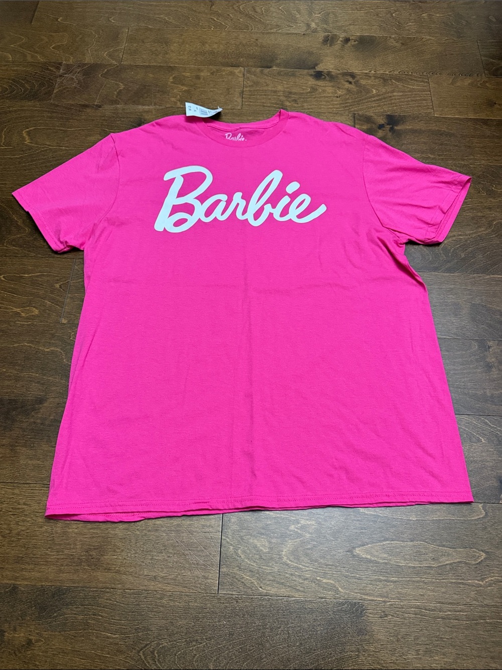 NWT, Barbie Bright Pink Tee with White Logo